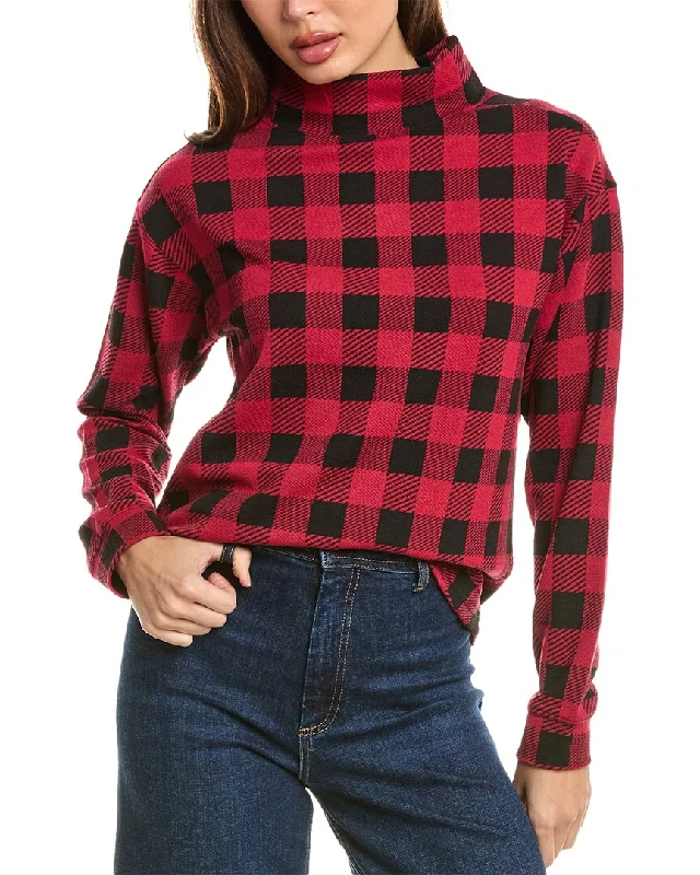 Beachlunchlounge Tameron Plaid Sweater Hooded Caped Shawl Collar