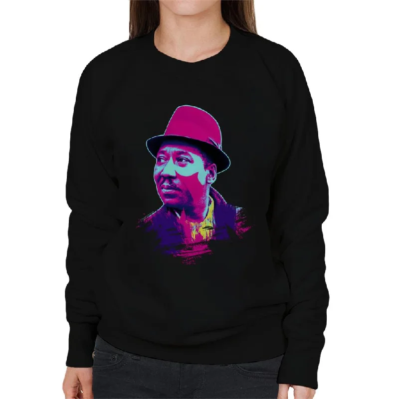 TV Times Muddy Waters Blues And Gospel Train 1964 Pop Art Stylised Women's Sweatshirt Hoodie with Hem Embroidery Detailed Premium TV Times Muddy Waters Blues And Gospel Train 1964 Pop Art Stylised Women's Sweatshirt Hoodie with Hem Embroidery Detailed Premium