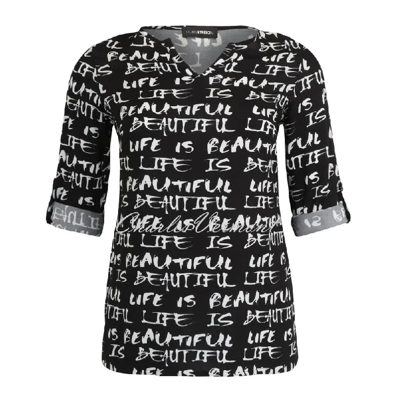 Doris Streich 'Life is Beautiful' Blouse - Style 216164-91 Embroidered Floral Blouse