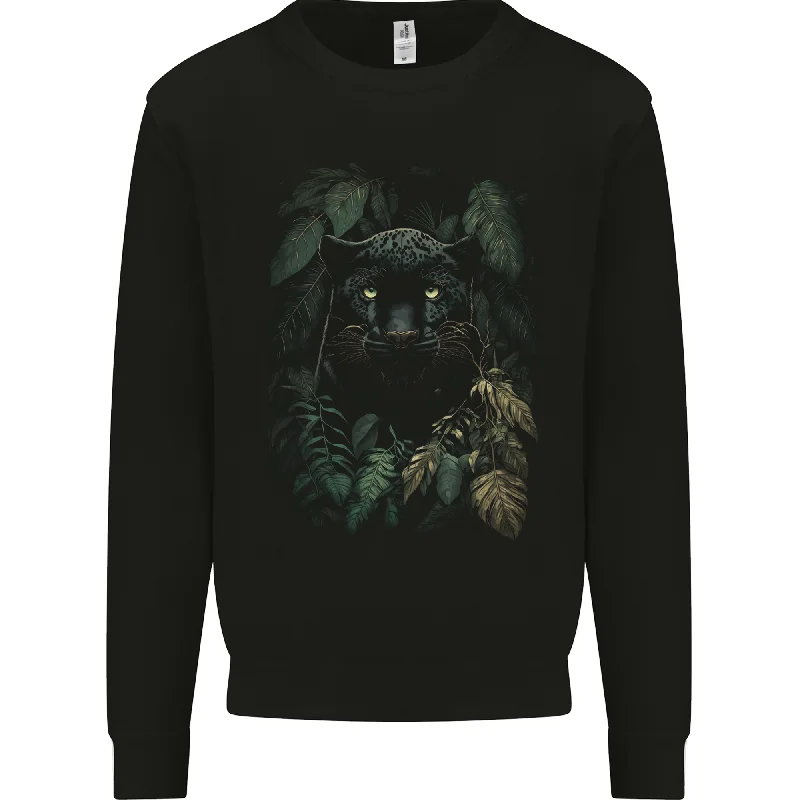 A Black Jaguar Wild Cat Mens Sweatshirt Jumper Hoodie with Toggle Buttons Decorative Unique A Black Jaguar Wild Cat Mens Sweatshirt Jumper Hoodie with Toggle Buttons Decorative Unique