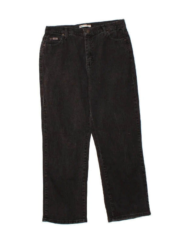 LEE Womens Relaxed Fit Straight Jeans US 14 XL W34 L29 Black Cotton Comfortable Zip-Up Skinny Jeans LEE Womens Relaxed Fit Straight Jeans US 14 XL W34 L29 Black Cotton Comfortable Zip-Up Skinny Jeans
