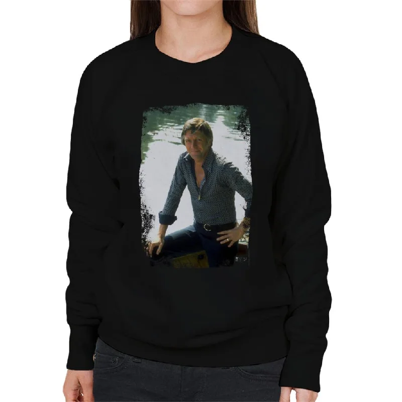 TV Times Michael Parkinson 70s Portrait Women's Sweatshirt Hoodie with Hem Embroidery Detailed Premium
