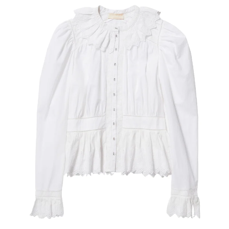 Brigitte White Blouse Embroidered Cotton Blouse