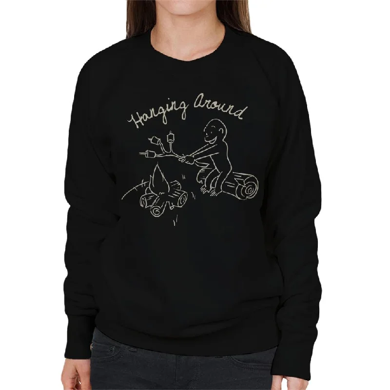 Curious George Hanging Around The Campfire Women's Sweatshirt Hoodie with Velcro Closure Adjustable Secure Curious George Hanging Around The Campfire Women's Sweatshirt Hoodie with Velcro Closure Adjustable Secure