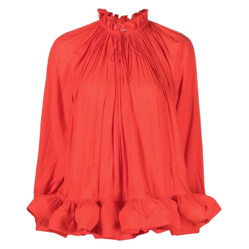 Flare Long Sleeve Blouse Lightweight Linen Blouse