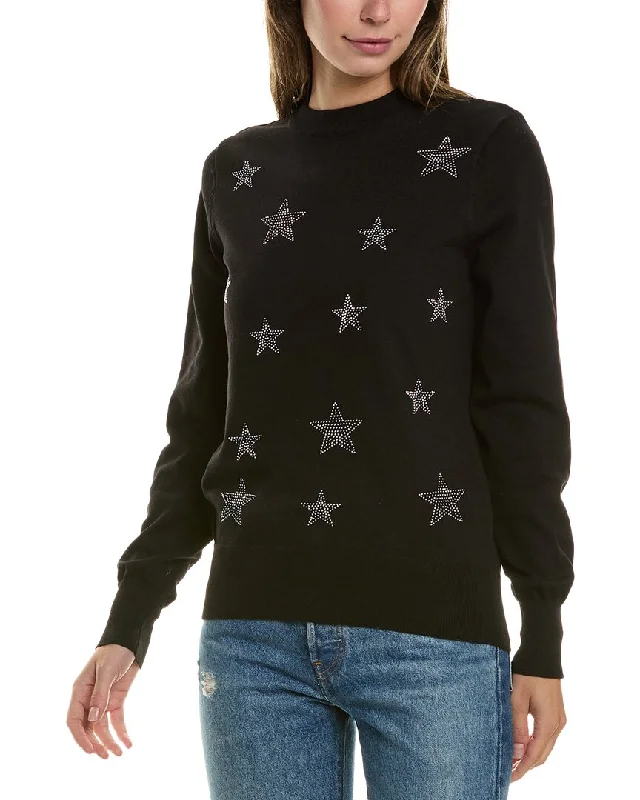 Nanette Nanette Lepore Rhinestone Star Sweater Elasticated Padded Insulated