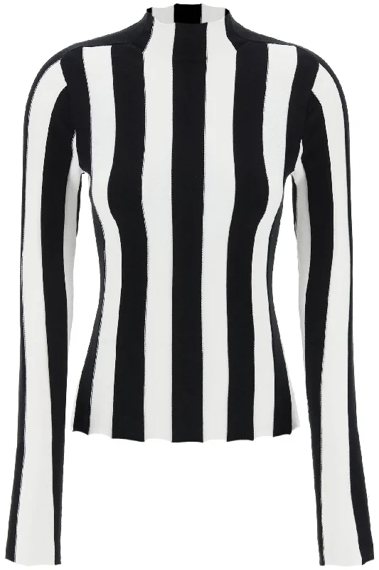 ridley striped funnel-neck sweater 909INT PS24 BLACK WHITE Tailored Straight A-Line