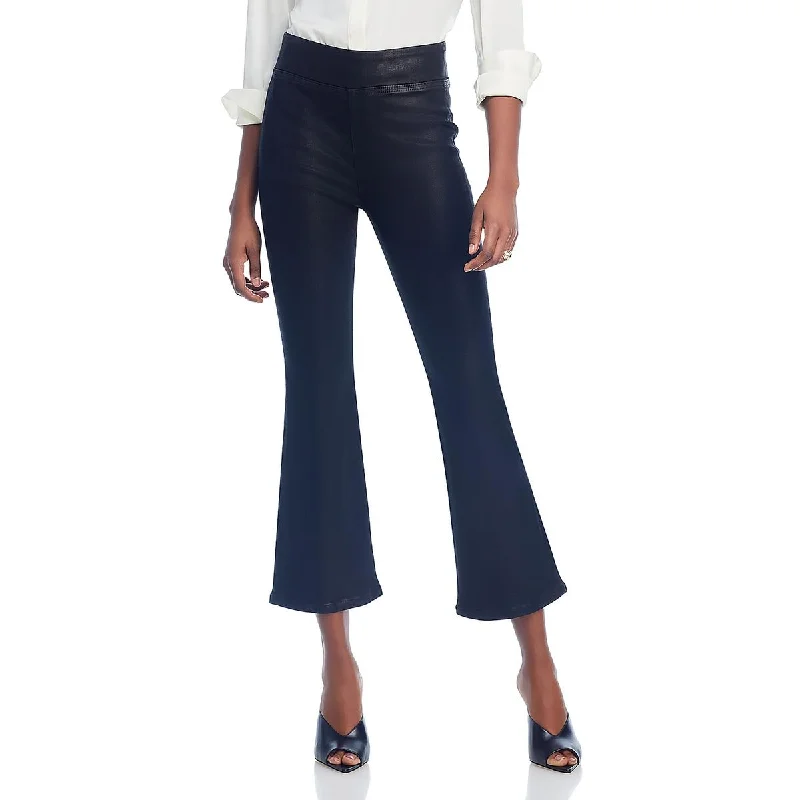 Jet Set Womens Mid Rise Crop Bootcut Jeans Trendy Pleated Waist Jeans