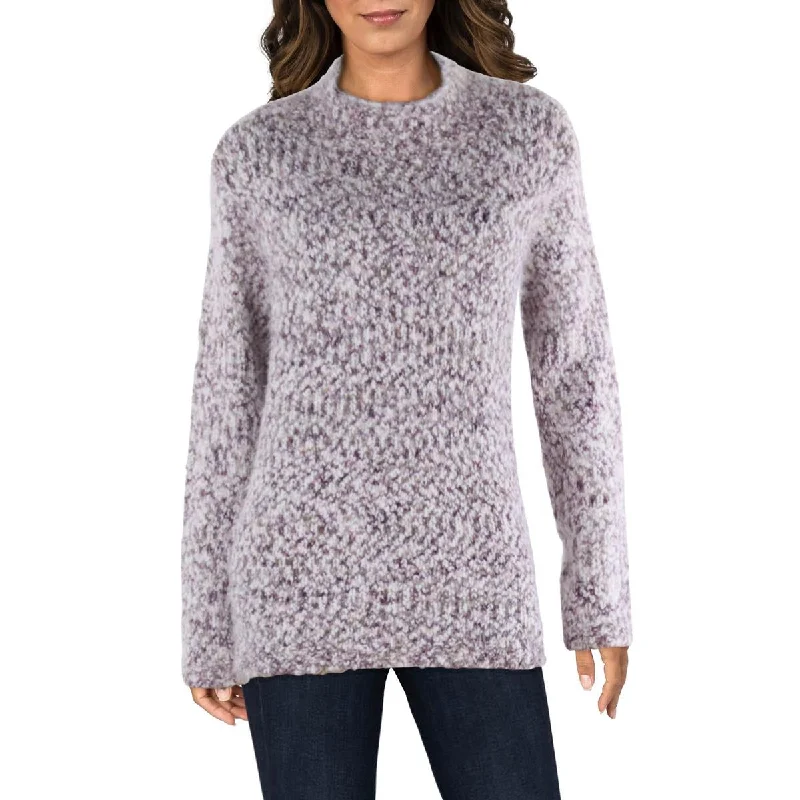 Womens Marled Mock Neck Pullover Sweater Cashmere Blend Cotton Blend Poly Blend