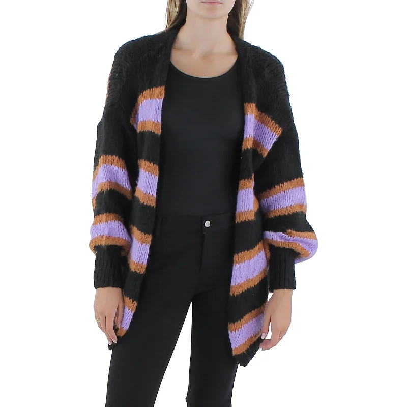 Womens Open Stitch Open Front Cardigan Sweater Velvet Chenille Corduroy