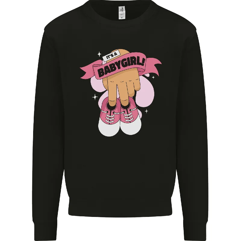 A Baby Girl Gender Reveal Christening Pregnancy Mens Sweatshirt Jumper Hoodie with Ribbed Cuffs Snug Fit Comfort A Baby Girl Gender Reveal Christening Pregnancy Mens Sweatshirt Jumper Hoodie with Ribbed Cuffs Snug Fit Comfort