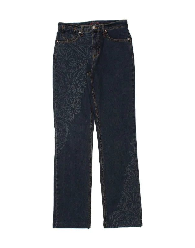 VINTAGE Womens Straight Jeans IT 40 Small W26 L31 Blue Floral Trendy Skinny Fit Jeans VINTAGE Womens Straight Jeans IT 40 Small W26 L31 Blue Floral Trendy Skinny Fit Jeans