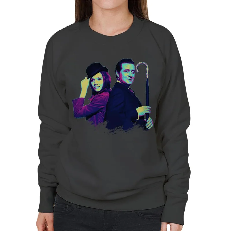 TV Times Avengers Diana Rigg And Patrick Macnee Pop Art Stylised Women's Sweatshirt Hoodie with Raw Hem Edgy Unfinished TV Times Avengers Diana Rigg And Patrick Macnee Pop Art Stylised Women's Sweatshirt Hoodie with Raw Hem Edgy Unfinished