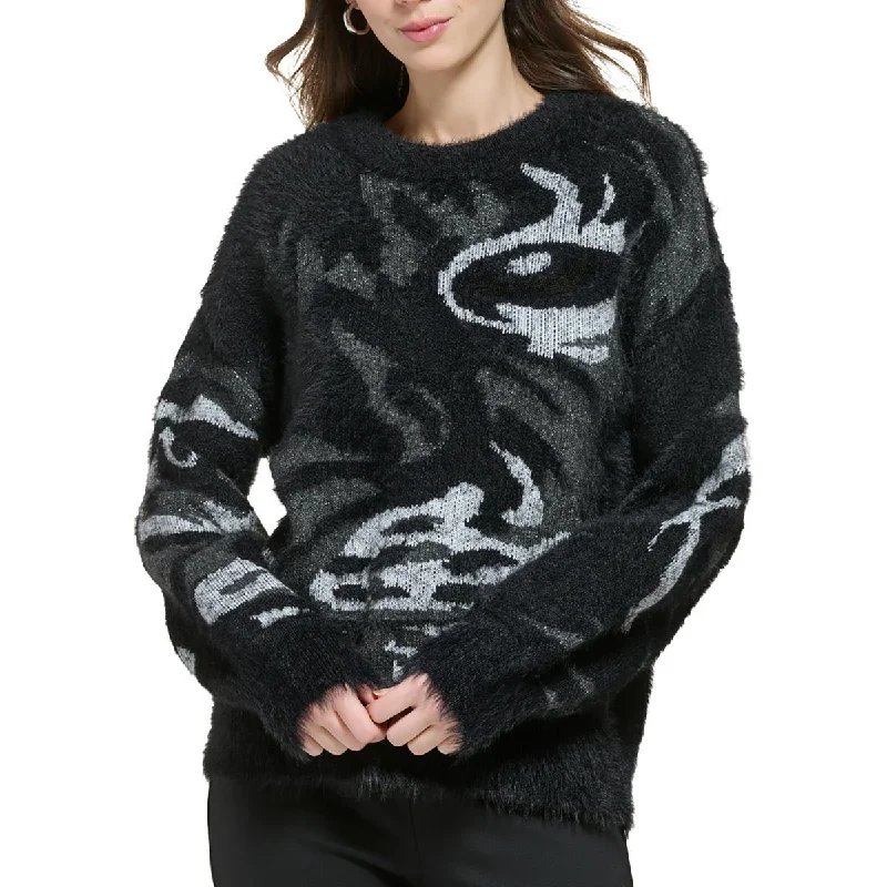 Womens Knit Printed Pullover Sweater Jersey Fabric Tulle Fabric Batik Fabric