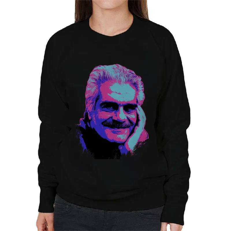 TV Times Actor Omar Sharif 1988 Pop Art Stylised Women's Sweatshirt Hoodie with Hem Contrast Bold Stylish TV Times Actor Omar Sharif 1988 Pop Art Stylised Women's Sweatshirt Hoodie with Hem Contrast Bold Stylish