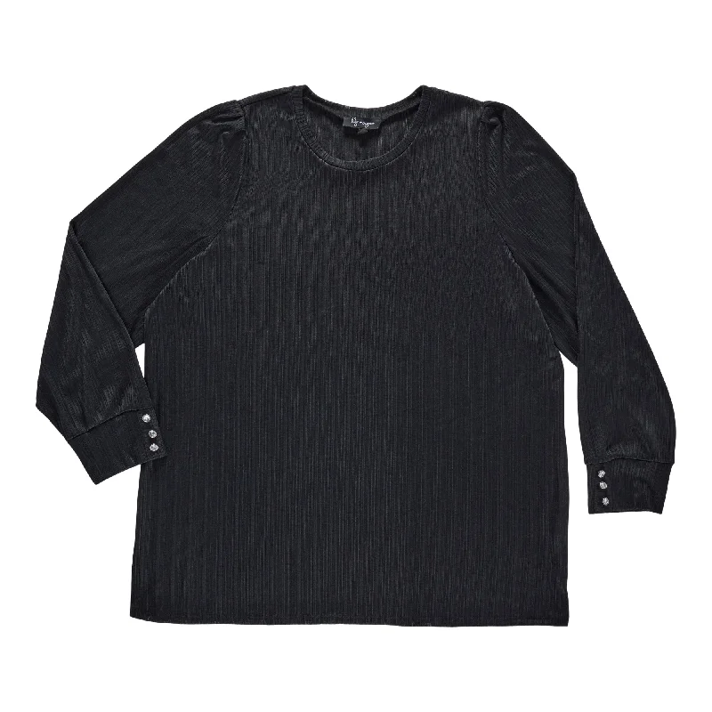 lily morgan Women's Plus Round Neck Puff Sleeve Blouse Office-Ready Blouse