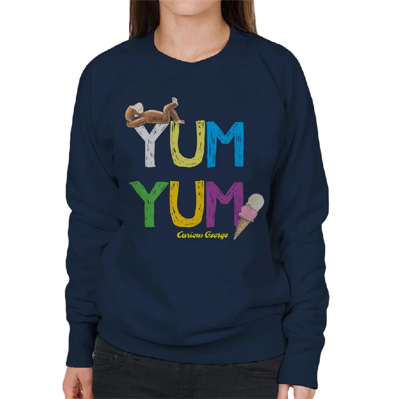Curious George Yum Yum Ice Cream Women's Sweatshirt Hoodie with Hidden Zipper Minimalist Clean Curious George Yum Yum Ice Cream Women's Sweatshirt Hoodie with Hidden Zipper Minimalist Clean