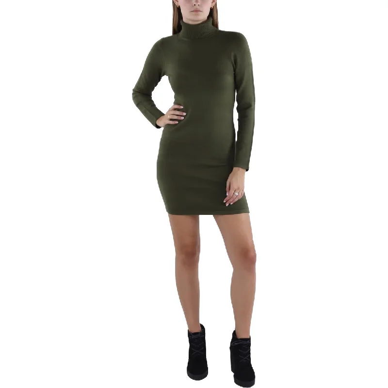 Womens Ribbed Trim Above Knee Sweaterdress Nylon Fabric Polyester Fabric Spandex Fabric