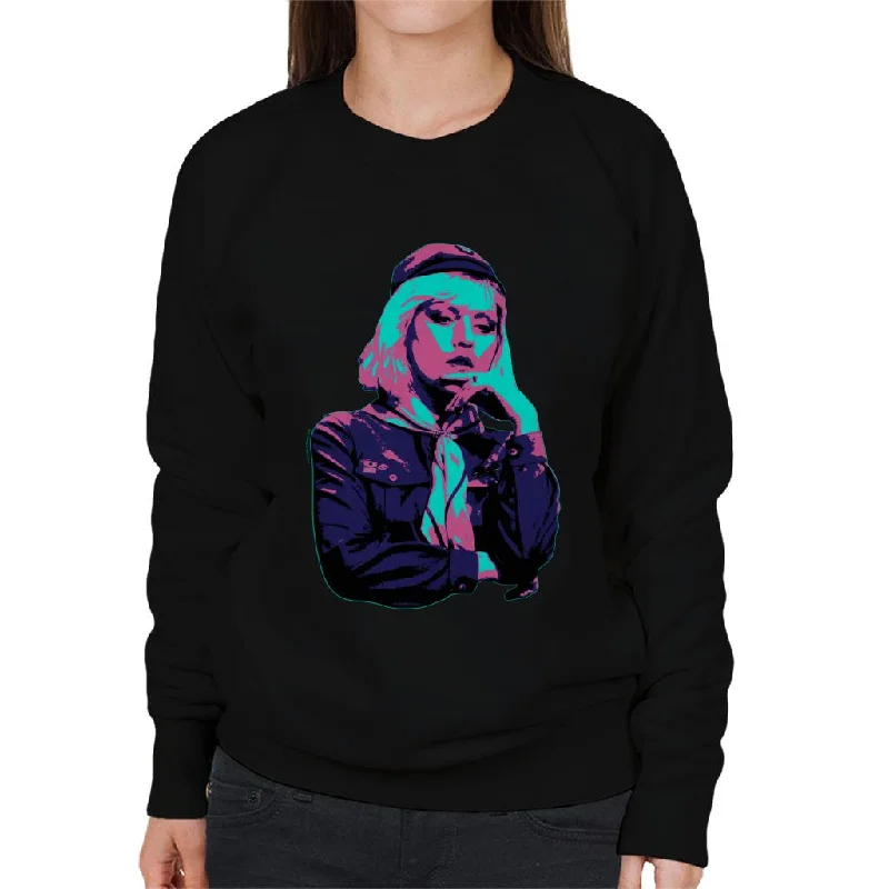 TV Times Debbie Harry Blondie In A Girl Guide Uniform Pop Art Stylised Women's Sweatshirt Hoodie with Hem Applique Textured Unique