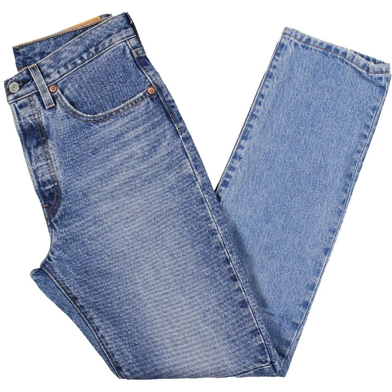 Womens High Rise Two Tone Straight Leg Jeans Casual Straight-Leg Jeans