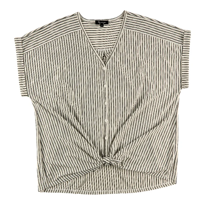 lily morgan Women's Plus V-Neck Tie-Front Blouse Office Formal Blouse