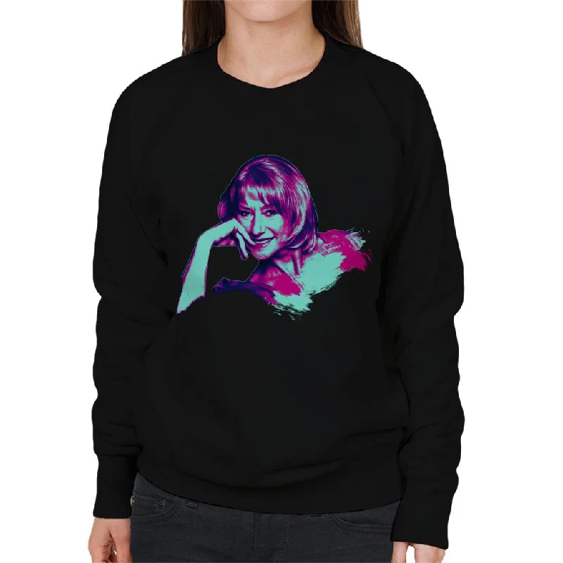 TV Times Helen Mirren Pop Art Stylised Women's Sweatshirt Hoodie with Hem Applique Textured Unique TV Times Helen Mirren Pop Art Stylised Women's Sweatshirt Hoodie with Hem Applique Textured Unique