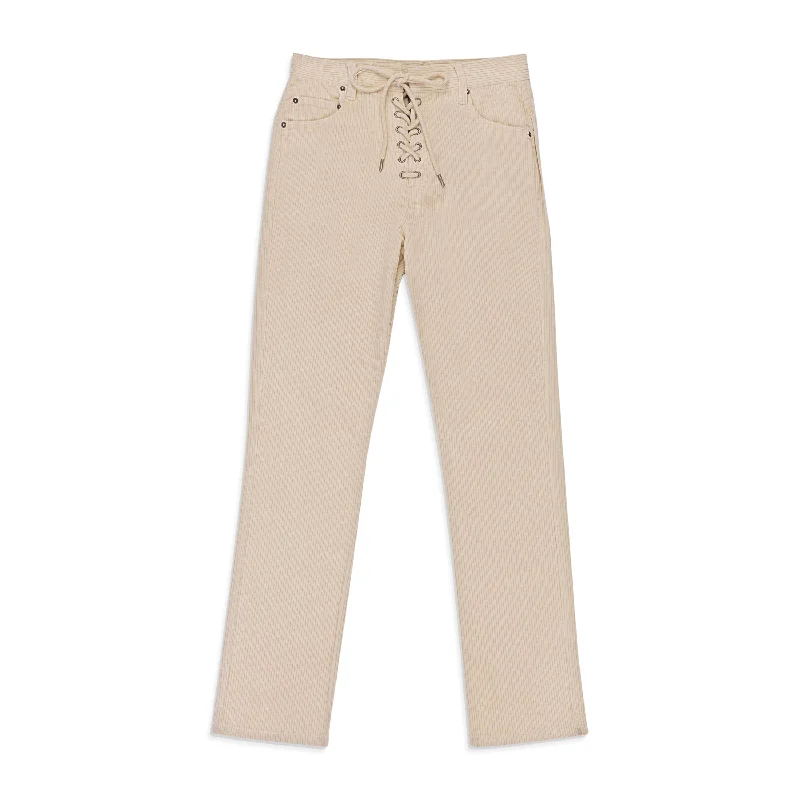 CALLIPYGIAN STRETCH CURDUROY OFF-WHITE LACE-UP JEANS Fashionable Bootcut Jeans