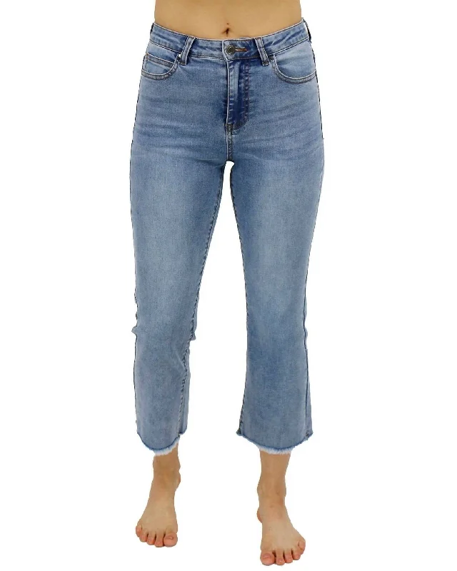 Crop Flare Jeans In Medium Standard Wash Fashionable Slim Fit Jeans
