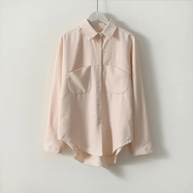 Women Summer Blouse Pleated Collar Blouse