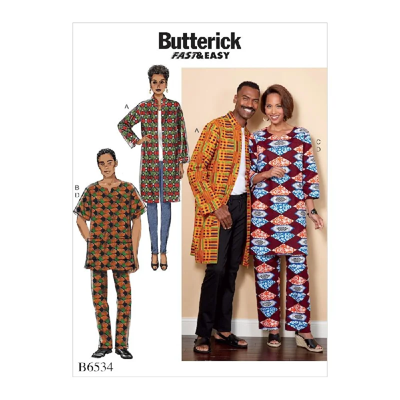 Butterick Pattern B6534 Misses'/Men's Coat, Tunic and Pants Elegant Silk Pants