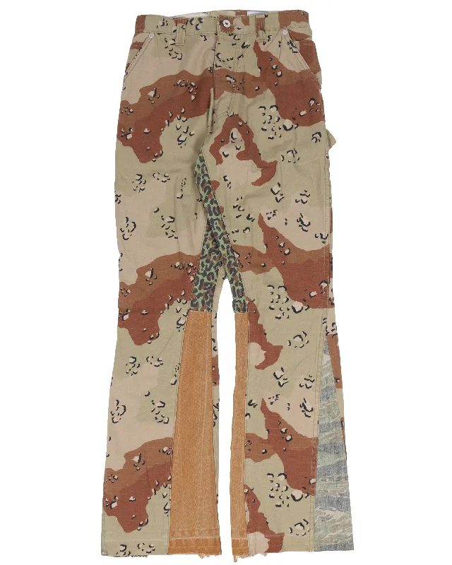 Camouflage "LA FLARE" Carpenter Pants Formal Linen Trousers