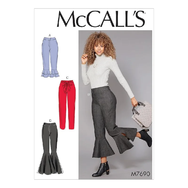 McCall's Pattern M7690 Misses' Pants With Flounce Variations and Sash Lightweight Linen Pants McCall's Pattern M7690 Misses' Pants With Flounce Variations and Sash Lightweight Linen Pants