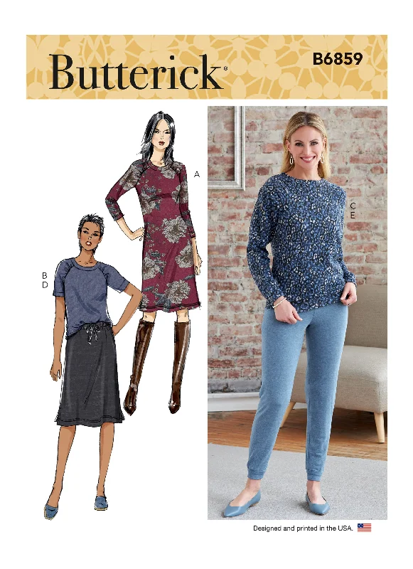 Butterick Pattern B6859 Misses' Knit Dress, Tops, Skirt and Pants Modern Skinny Pants