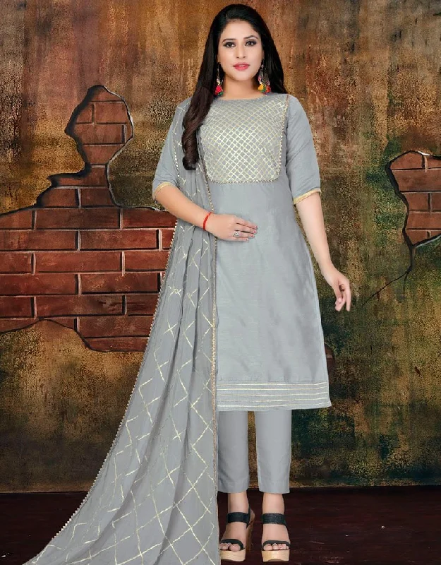 Grey Pure Semi Modal Pant Salwar Suits Soft Wool Pants