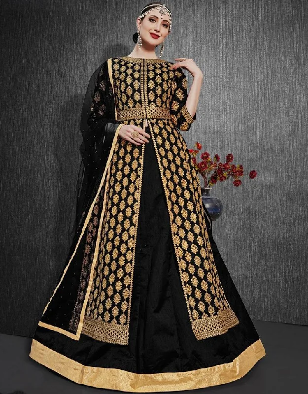 Black Pant style Kurti Silk Comfortable Wide-Leg Pants