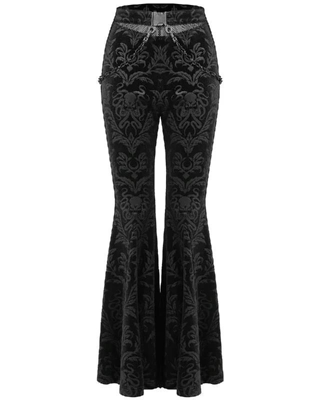 Punk Rave Daily Life Casual Baroque Gothic Velvet Flared Pants Fashionable Tapered Leg Pants