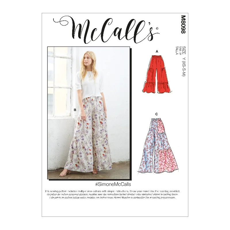 McCall's Pattern M8098 Misses' Pants Stylish Paperbag Waist Pants