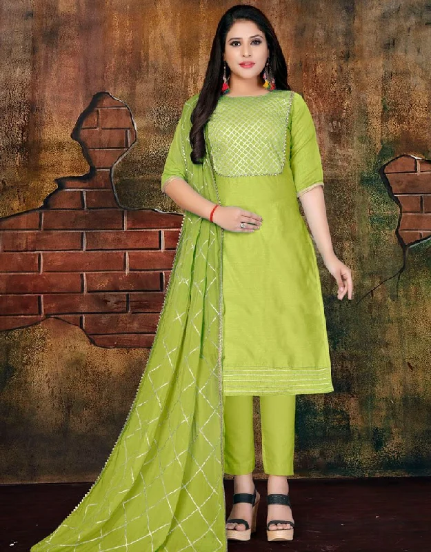 Lemon Green Pure Semi Modal Pant Salwar Suits Formal Dress Pants