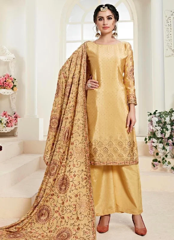 Gold Chinon Pant Salwar Suit Comfortable Jogging Pants