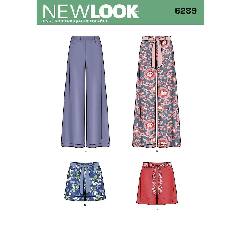 Newlook Pattern 6289 Misses' Pull-on Pants or Shorts and Tie Belt Cozy Knit Pants