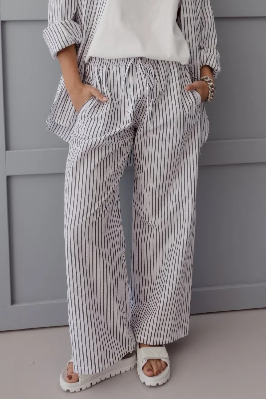 SPLINTA Pants White Stripe Modern Stretch Trousers