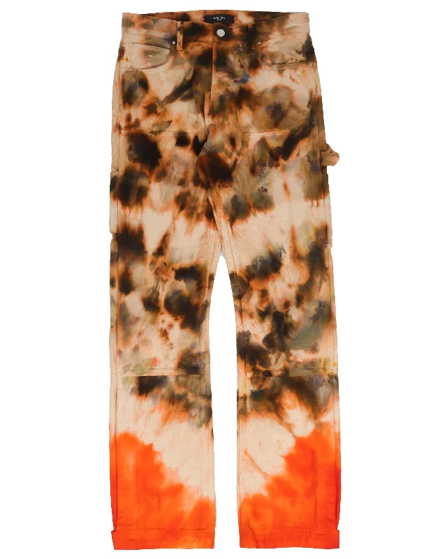 Double Knee Tie-Dye Carpenter Pants Comfortable Cargo Pants