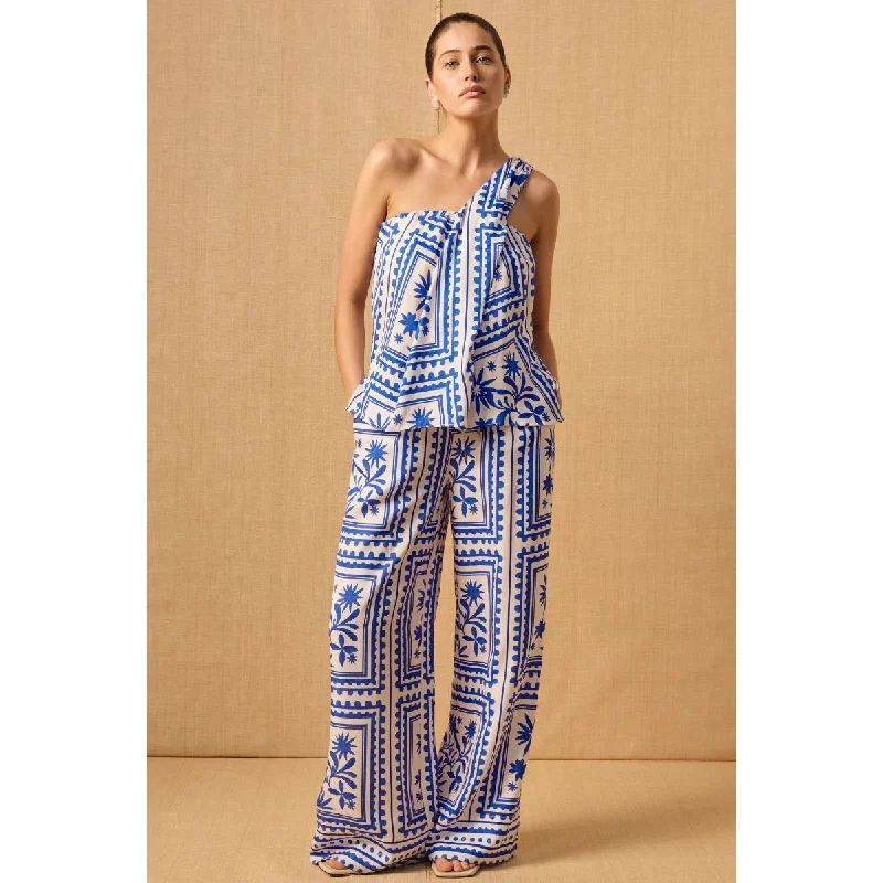 Mon Renn Losas Pant - Blue Lagoon Casual Plaid Pants