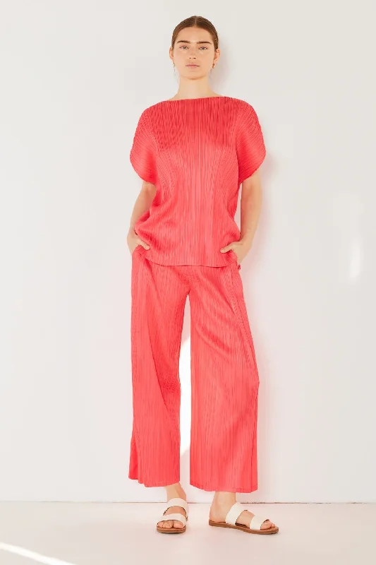 Pleated Wide-Leg Pants with Side Pleat Detail Comfy Cargo Trousers