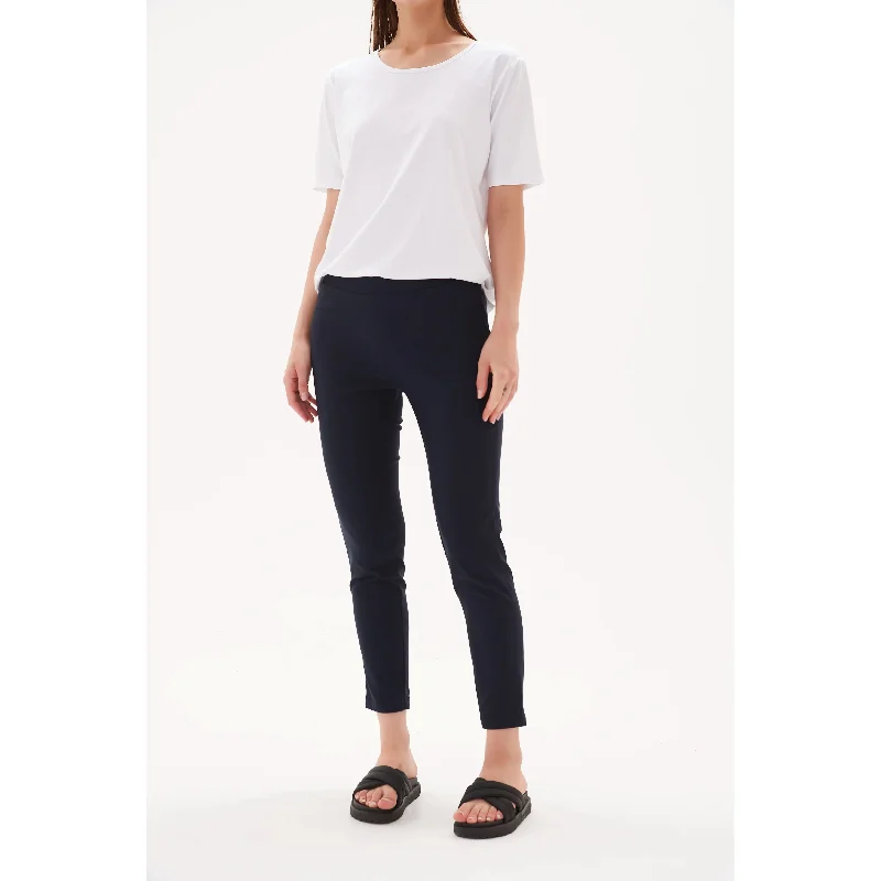 Tirelli Straight Crop Pant High Ankle - Navy Comfortable Denim Leggings