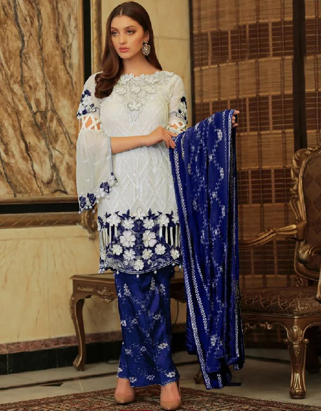 Off White Foux Georgette Pant Salwar Suit Classic Bootcut Trousers