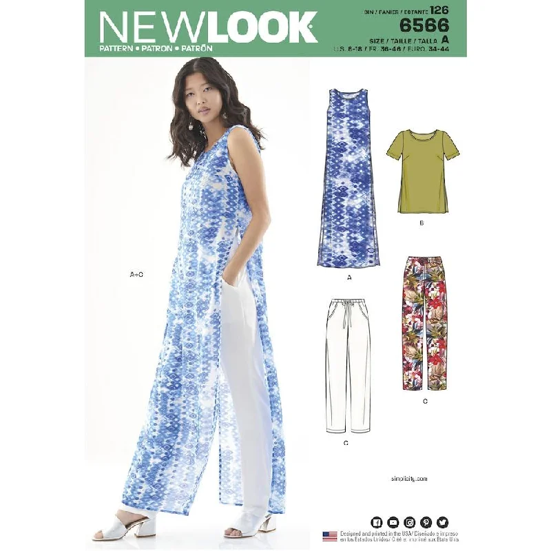 Newlook Pattern 6566 Women's Tunic, Top and Pants High-Waist Yoga Pants