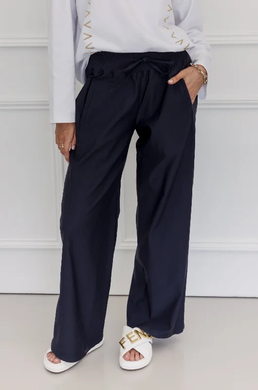 ARDEN Pants Navy (Petite) Comfortable Pleated Pants