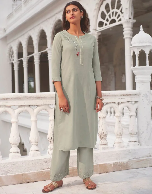 Grey Linen Cotton Pant Dress Casual Wide Pants