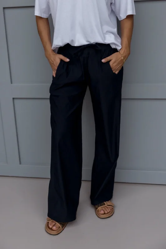 ARDEN Pants Navy Elegant Silk Pants